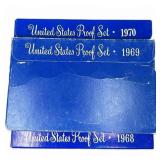 1968, 1969, 1970 United States Proof Coin Sets