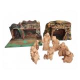 Terracotta Nativity Figures with Stables
