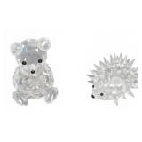 Swarovski Crystal Bear and Hedgehog Figurines