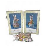 Easter Bunny Figurines and Egg Ornaments Set