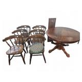 Wood Dining Table with 2  Leaves and 6 Chairs
