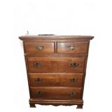 Wood Chest of Drawers with Brass Handles