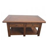 Wood Coffee Table with Two Drawers 38x23x18