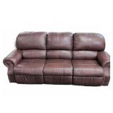 Powered Reclining Brown Leather Sofa, 90' L