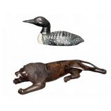 Two Hand Carved Animal Figures