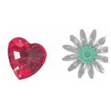 Crystal Heart and Flower Figurines