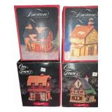 Porcelain Collectible Village Buildings Set of 4