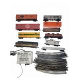 HO Scale Model Train Set with Tracks and Cars