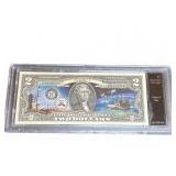 Gemini V Colorized $2 Bill in Holder