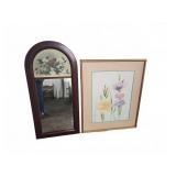 Floral Artwork Print and Framed Mirror Pair
