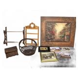 Art, Wall Shelves, Basket, and Box Lot