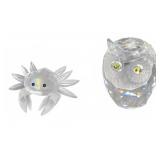 Swarovski Crystal Crab and Owl Figurines