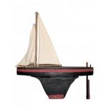 Wooden Sailboat Model with Cloth Sails