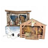 Wood Nativity Scene with Figures and Barn