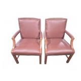 Pair St. Timothy Leather Armchairs