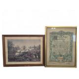 Framed Civil War Print and Washington's Prayer