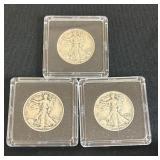 3 Walking Liberty Half Dollars