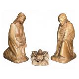 Hand-Carved Wooden Nativity Set, 3 Pieces