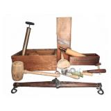 Wooden and Metal Kitchenware Lot