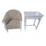 Upholstered Armchair and Sewing Table Set