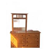 Wooden Nine-Drawer Dresser with Mirror