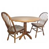 42' Round Double Drop Leaf Table, 2 Chairs