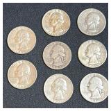 8 Washington Silver Quarters, 1945ï¿½1964