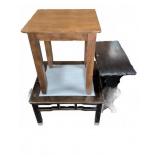 Three Wooden Tables, Largest 25' Wide