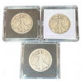 Three Walking Liberty Half Dollars 1917, 1940