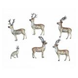 6 Cast Metal Deer Figurines