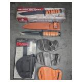 Reproduction USMC Combat Knife, Leather Holsters