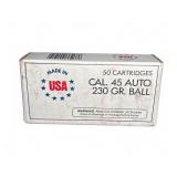 50 Rounds .45 Auto 230 Grain Ball Ammunition