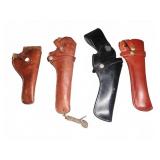 4 Leather Pistol Holsters Assorted