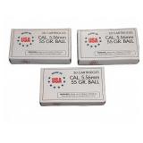 Three Boxes of 5.56mm 55GR Ball Cartridges