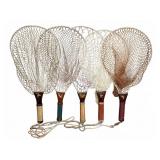Five Wood-Handled Fishing Nets