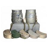 Metal Fishing Bait Containers and Creels Set