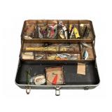 Metal Tackle Box with Assorted Fishing Lures