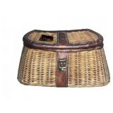 Wicker and Leather Fishing Creel Basket