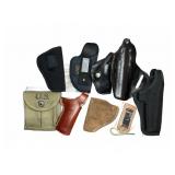 9 Mixed Holsters, Leather and Nylon