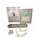 Tin Sign 12x16 and Hunting Decor Lot