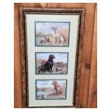 Framed Dog and Duck Prints 13.5x24.5