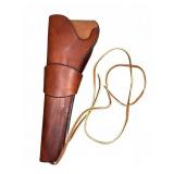 Unmarked Leather Holster with Tie-Down Strap