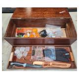 Wood Box with Fishing Tackle 22.75x9x6.5in