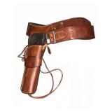 Leather Gun Belt and Holster, Size 36-38
