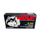 50 Rounds Wolf .45 Auto 230gr FMJ Ammunition