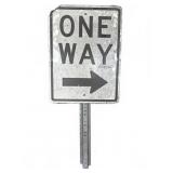 Metal One Way Street Sign with Post