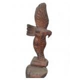 Carved Wood Eagle on Two-Tier Base, 37" Tall