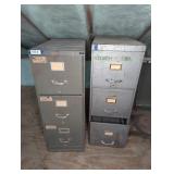 (2) Metal Three-Drawer File Cabinets Set