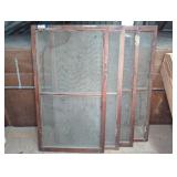 Four Wood Framed Window Screens