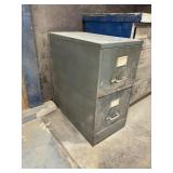 Metal Two-Drawer Filing Cabinet with Contents